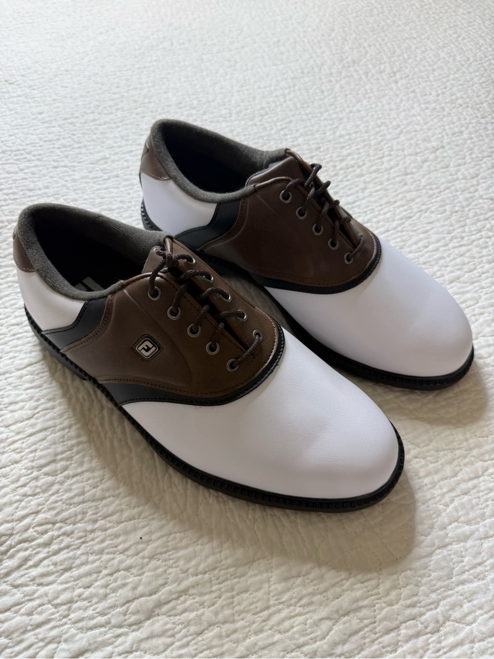 FootJoy FJ Original Golf Shoes 45330 White Brown Black Men’s 9 W New no box